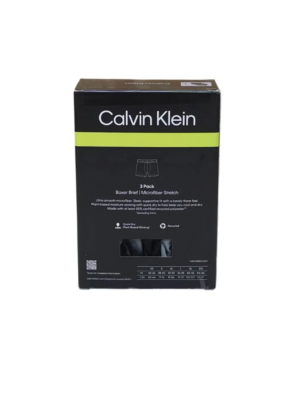 Calvin Klein Mens Microfiber Stretch Boxer Briefs 3-Pack L Moisture Wicking
